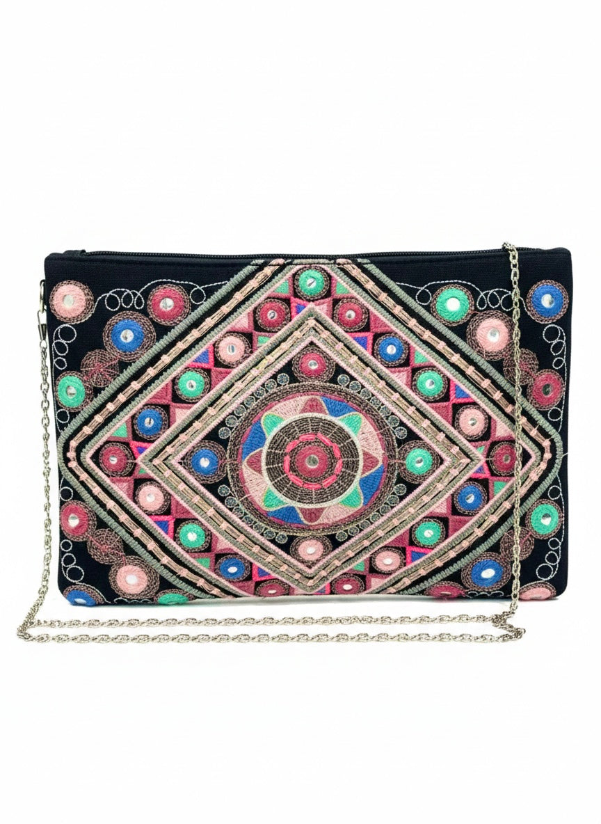 Embroidered |Chain Crossbody