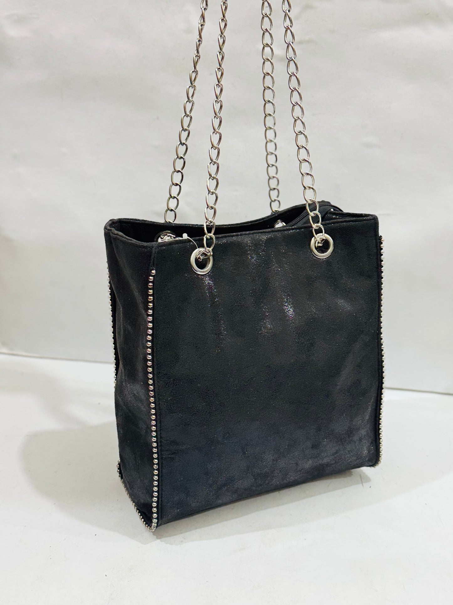 Suede Tote |Zipper Double chain