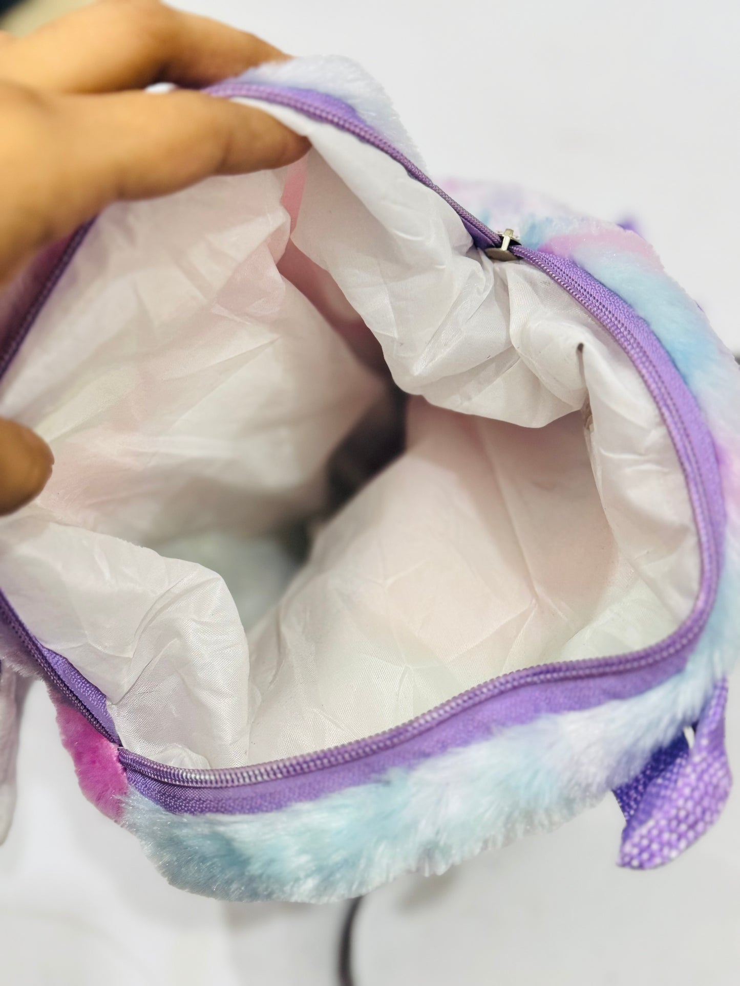 Unicorn fluffy baby backpack