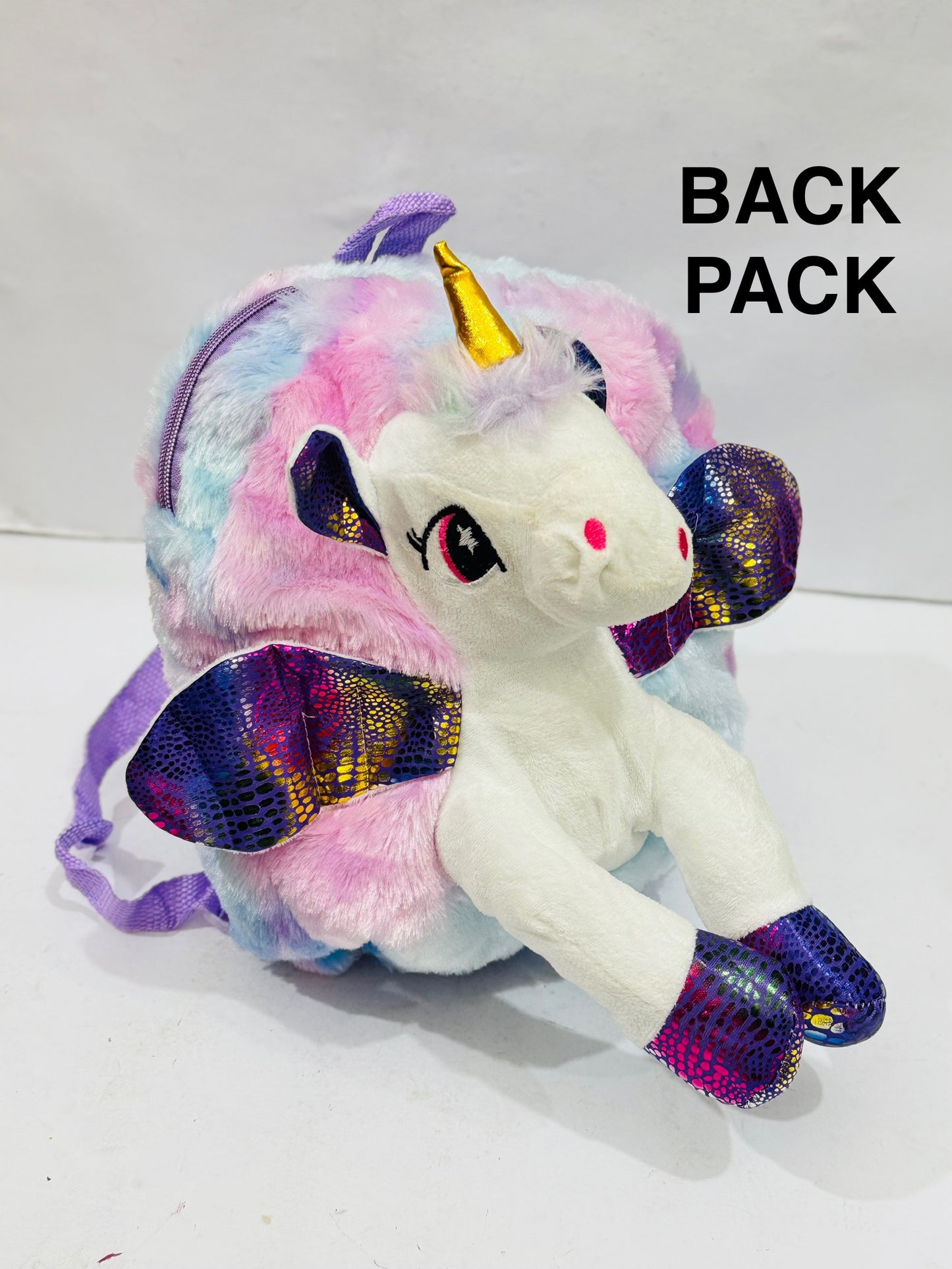 Unicorn fluffy baby backpack