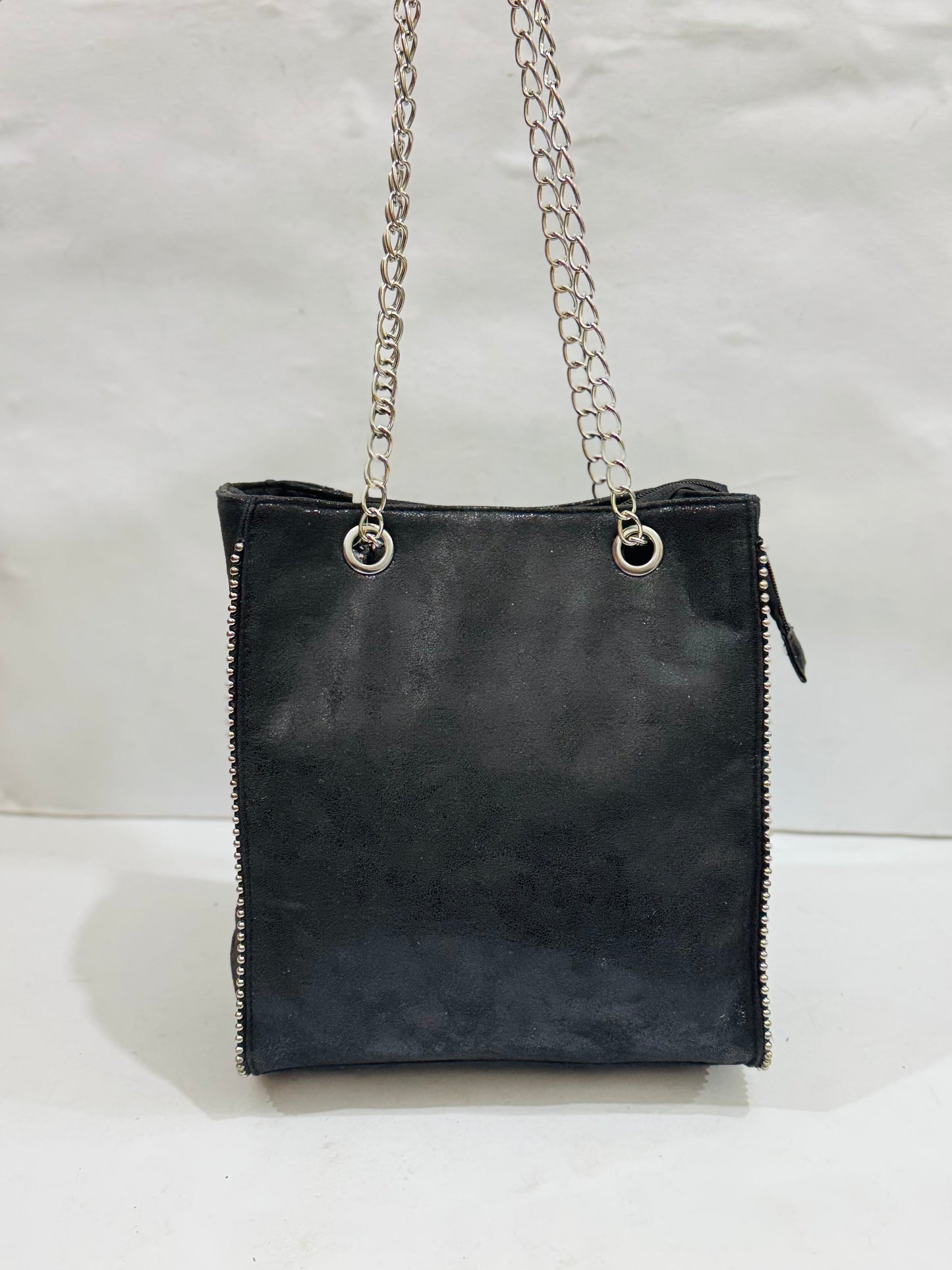 Suede Tote |Zipper Double chain