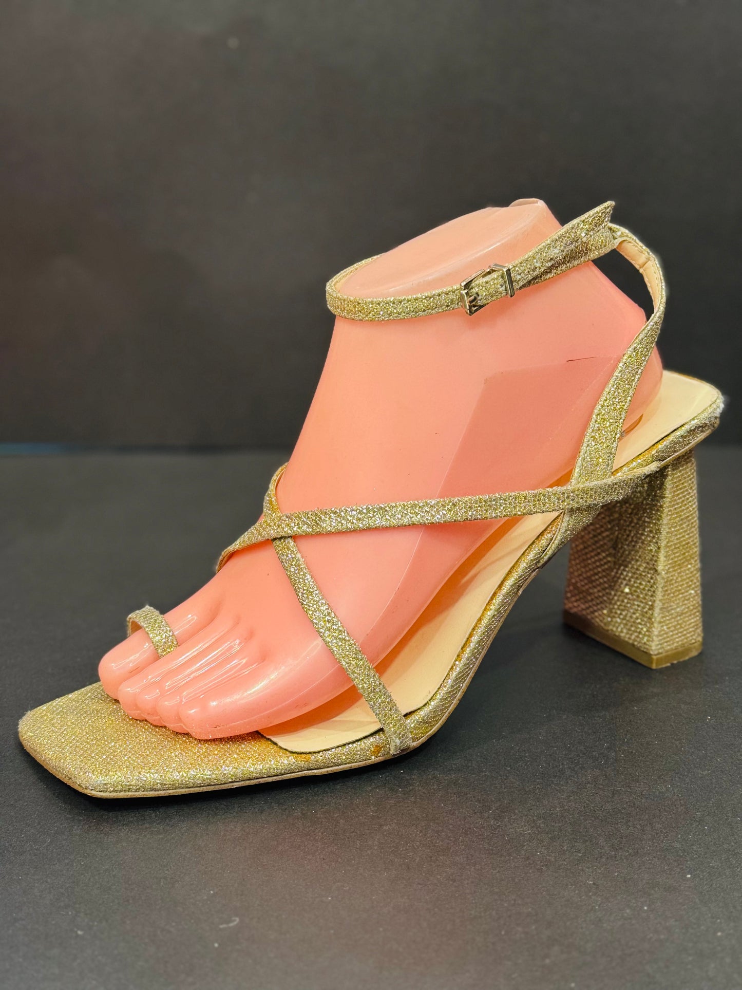 SS |Golden Block Heels