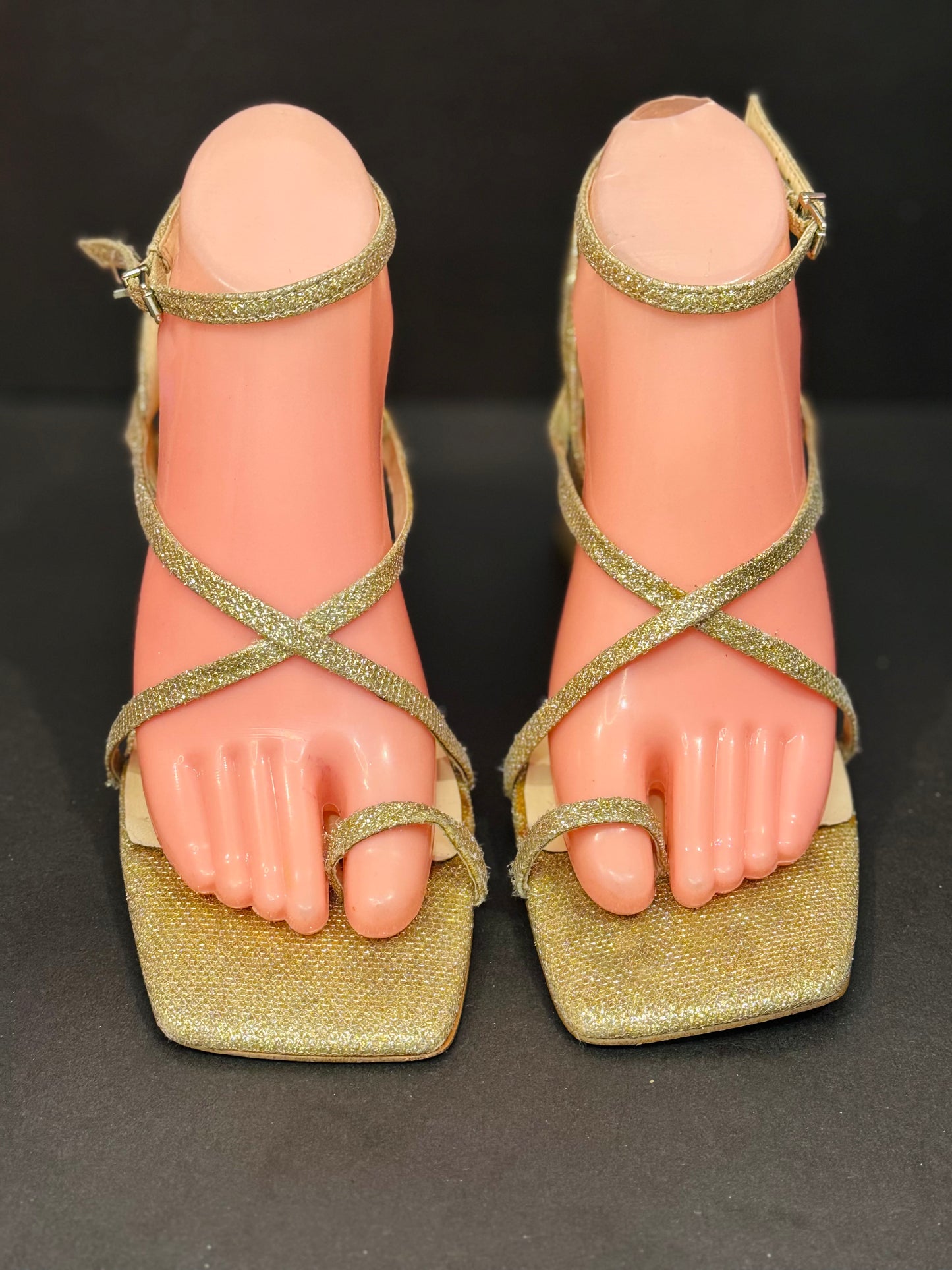 SS |Golden Block Heels