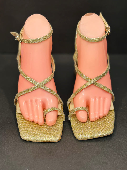 SS |Golden Block Heels