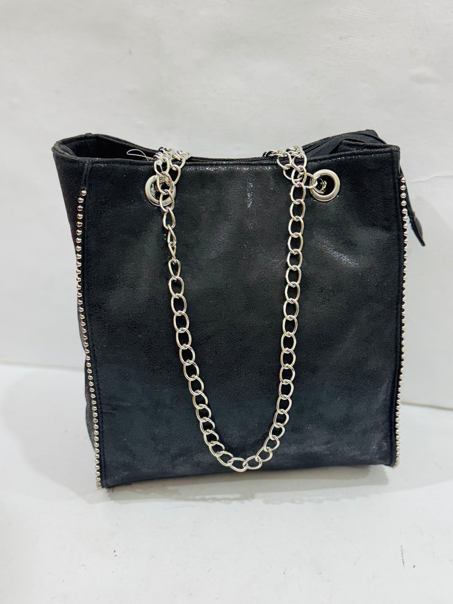 Suede Tote |Zipper Double chain