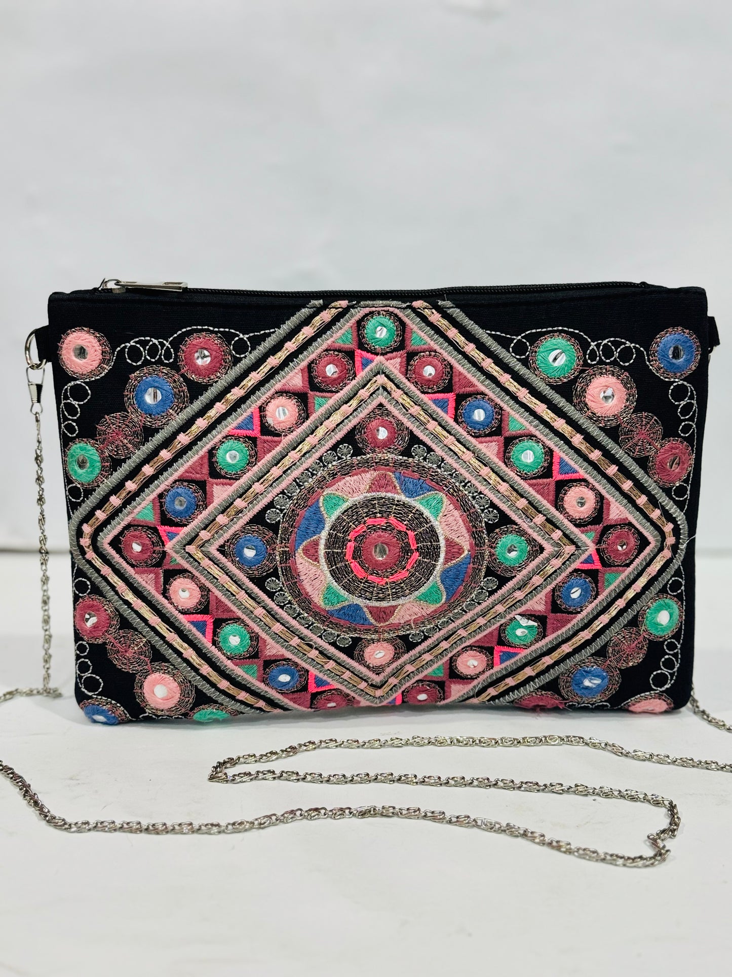 Embroidered |Chain Crossbody