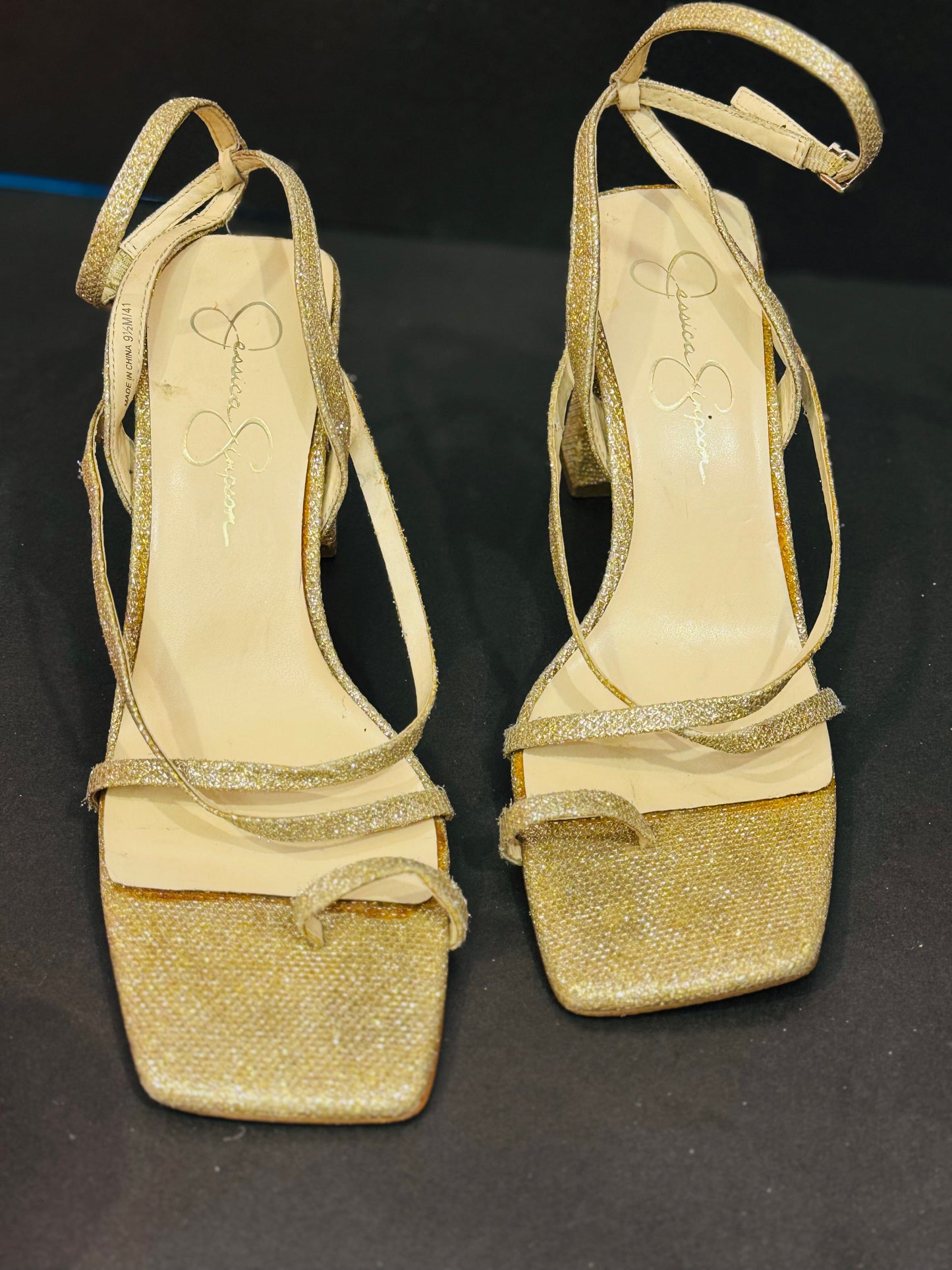 SS |Golden Block Heels