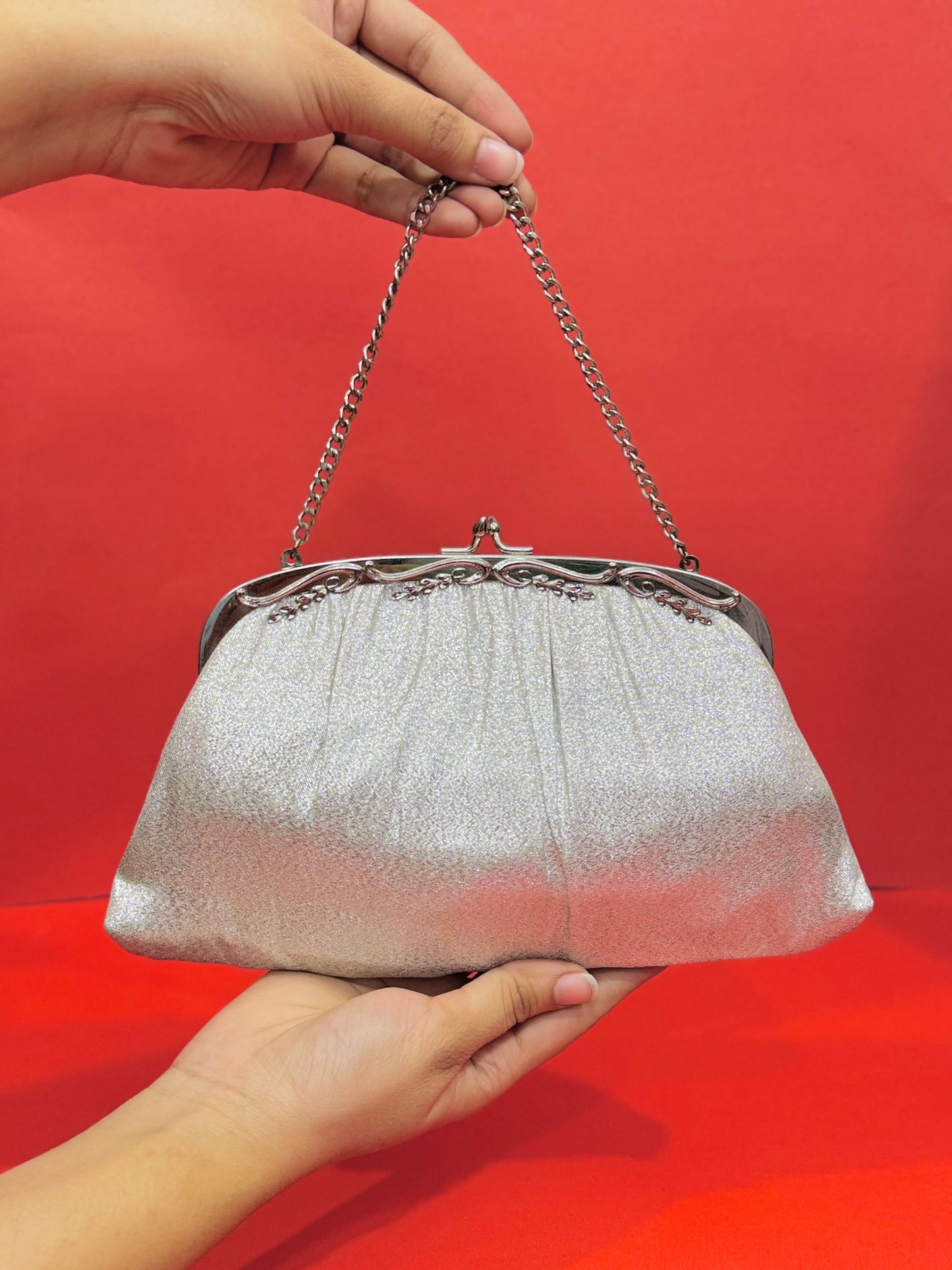 Fancy |Silver Chain Clutch