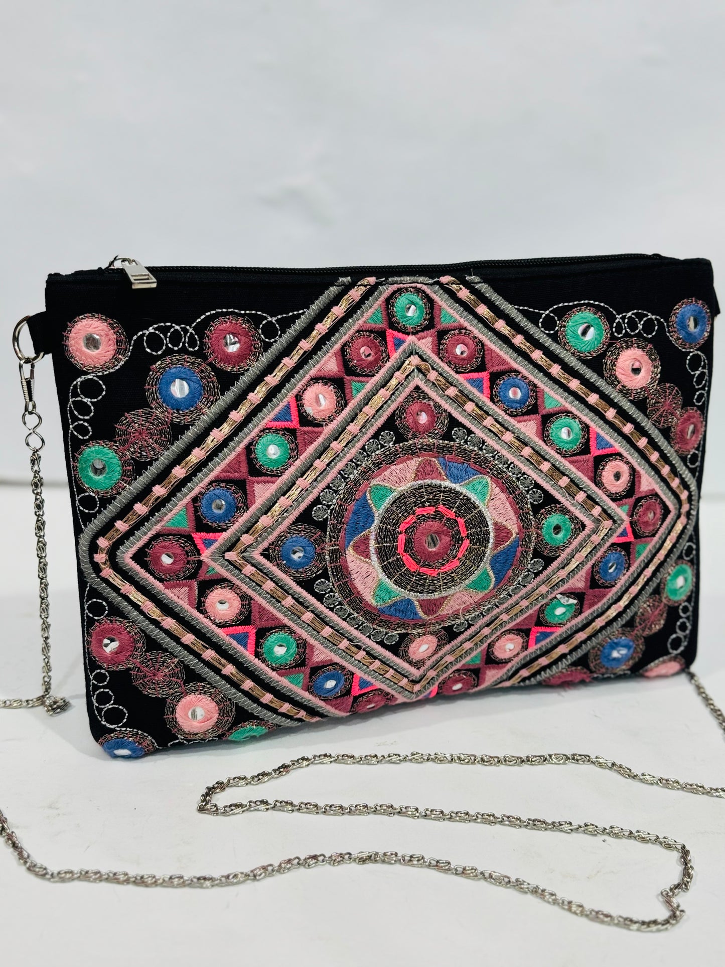Embroidered |Chain Crossbody