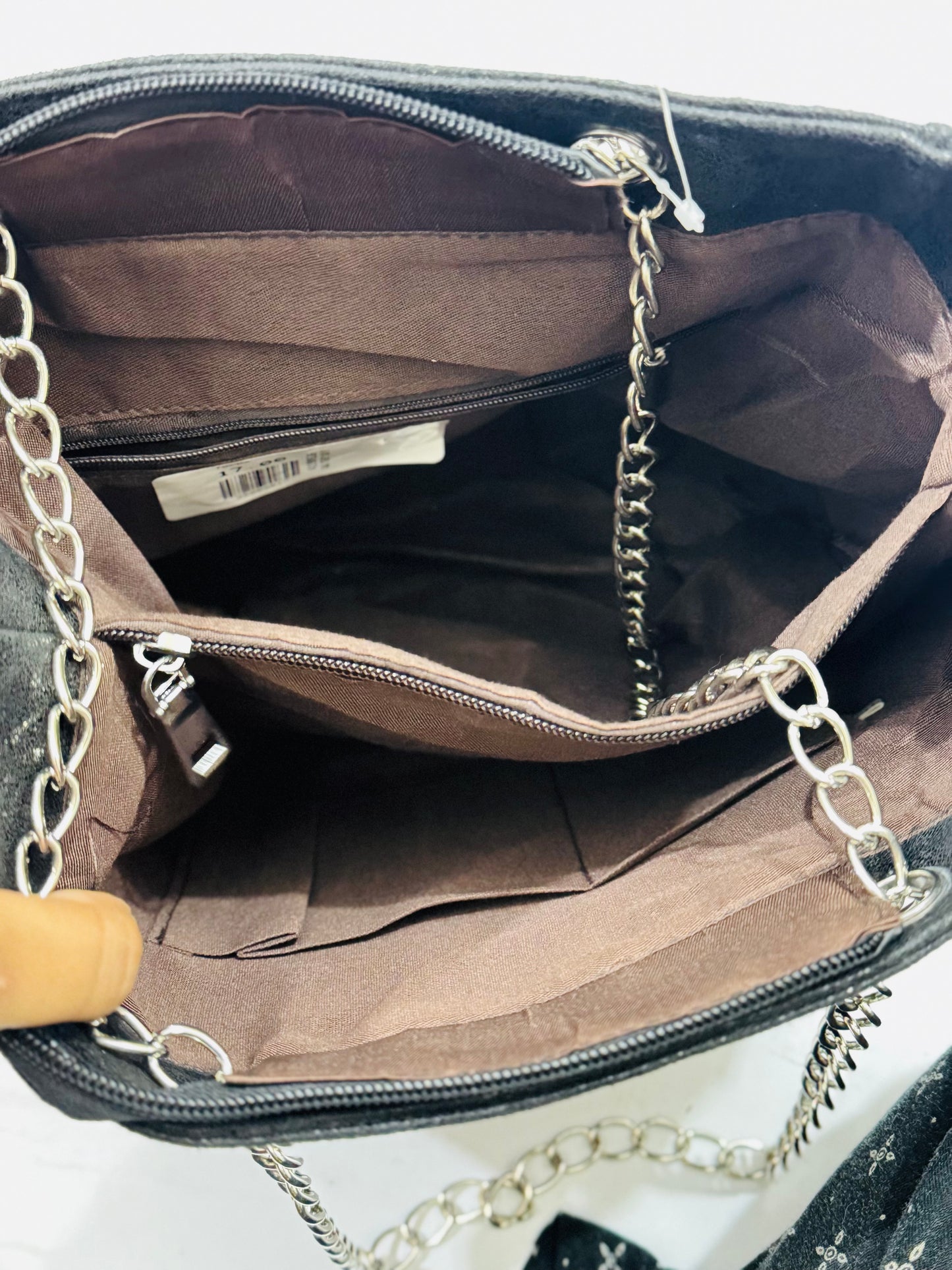 Suede Tote |Zipper Double chain