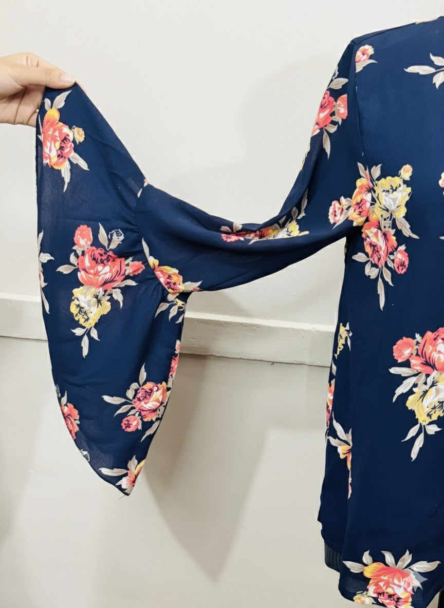 Floral |frill sleeves Top