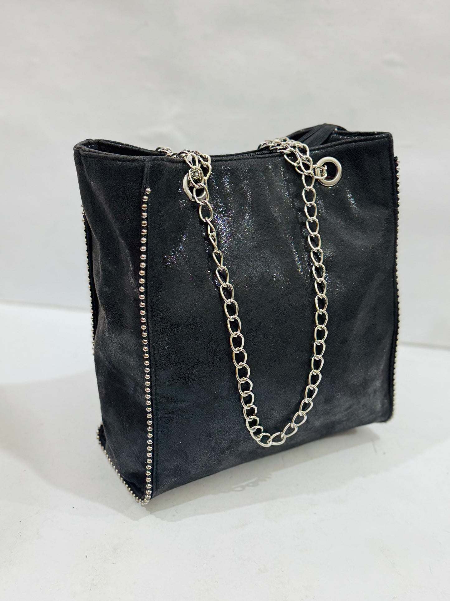 Suede Tote |Zipper Double chain